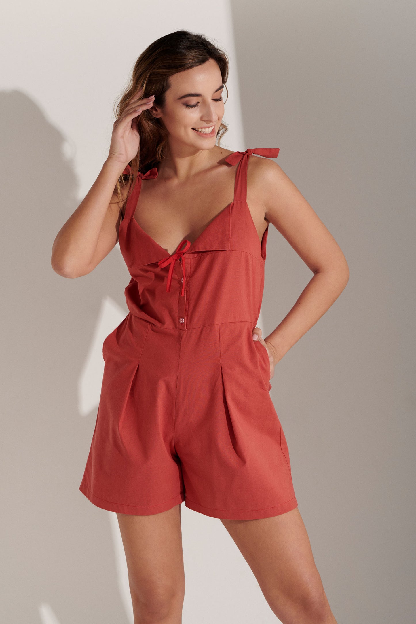 Delphine Rayon Jumpsuit - Terracotta